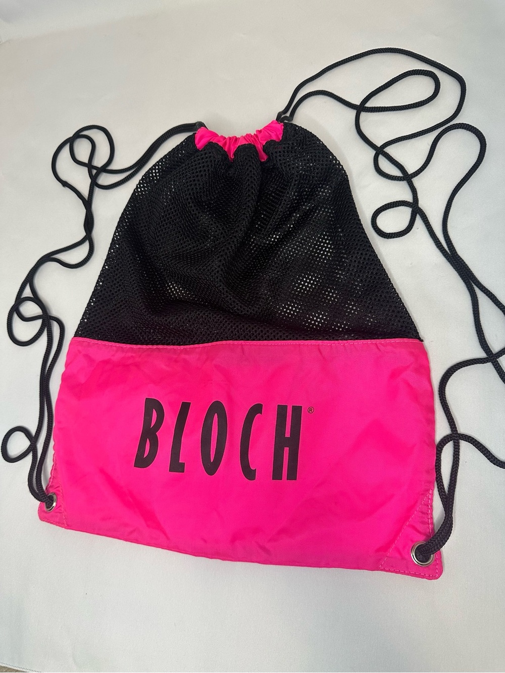 Bloch Pink and Black Mesh Drawstring Bag Dance Ballet